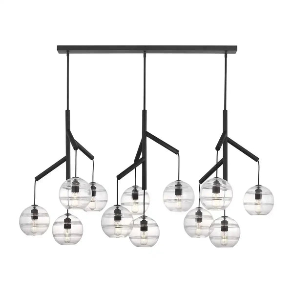 Art Glass Ball Sedona Triple Chandelier - Arialamps