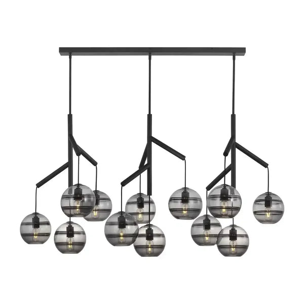 Art Glass Ball Sedona Triple Chandelier - Arialamps