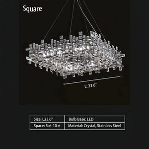 Art Irregular Block Collection Crystal Pendant Chandelier Suit for Living/Dining Room - Arialamps