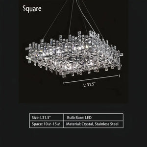 Art Irregular Block Collection Crystal Pendant Chandelier Suit for Living/Dining Room - Arialamps
