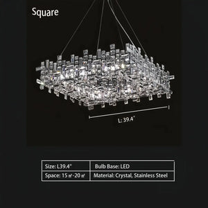 Art Irregular Block Collection Crystal Pendant Chandelier Suit for Living/Dining Room - Arialamps