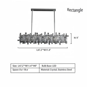 Art Irregular Block Collection Crystal Pendant Chandelier Suit for Living/Dining Room - Arialamps