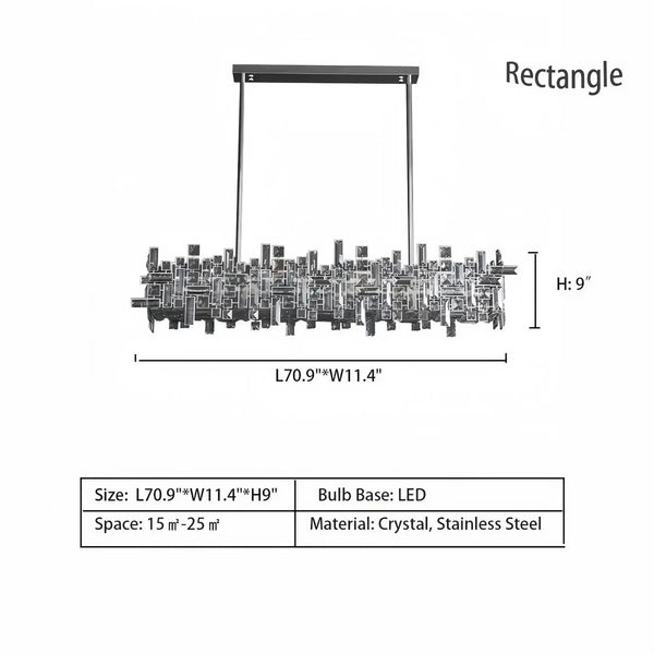 Art Irregular Block Collection Crystal Pendant Chandelier Suit for Living/Dining Room - Arialamps