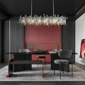 Art Irregular Block Collection Crystal Pendant Chandelier Suit for Living/Dining Room - Arialamps