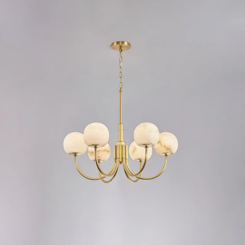 Aurelian Alabaster Globe Chandelier with 6/8/10/12 heads-6 Heads ? 27.6▼ x H 21.7▼ / Dia 70cm x H 55cm-Brass & White-Arialamps
