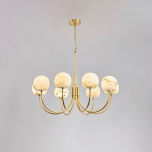 Aurelian Alabaster Globe Chandelier with 6/8/10/12 heads-8 Heads ? 33.5▼ x H 21.7▼ / Dia 85cm x H 55cm-Brass & White-Arialamps