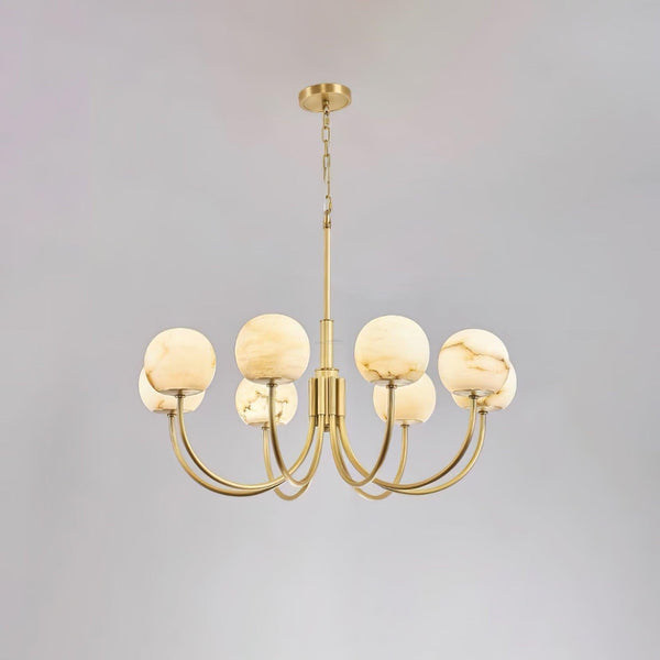 Aurelian Alabaster Globe Chandelier with 6/8/10/12 heads-8 Heads ? 33.5▼ x H 21.7▼ / Dia 85cm x H 55cm-Brass & White-Arialamps