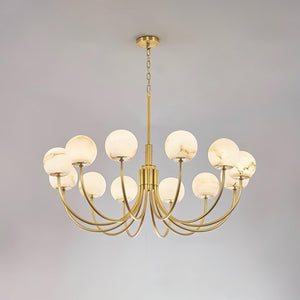 Aurelian Alabaster Globe Chandelier with 6/8/10/12 heads-12 Heads ? 43.3▼ x H 21.7▼ / Dia 110cm x H 55cm-Brass & White-Arialamps