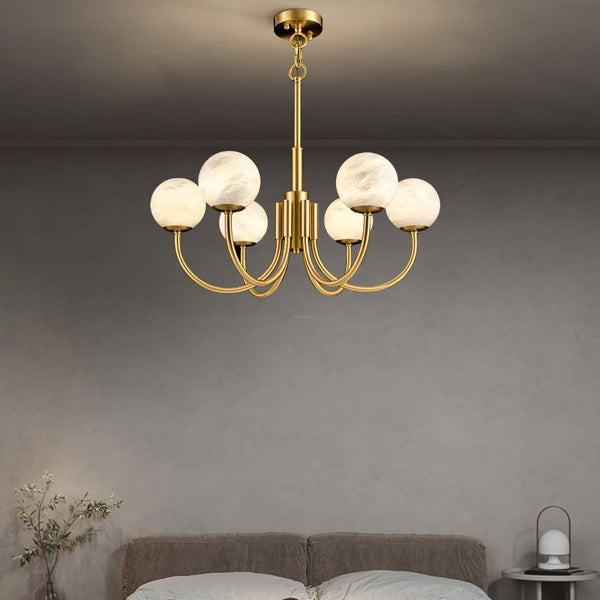 Aurelian Alabaster Globe Chandelier with 6/8/10/12 heads-Arialamps