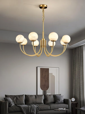 Aurelian Alabaster Globe Chandelier with 6/8/10/12 heads-Arialamps