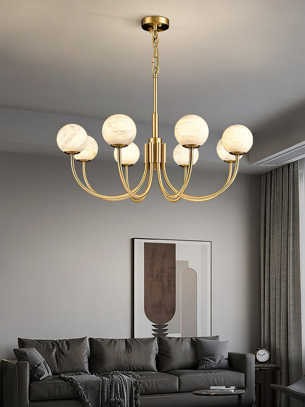 Aurelian Alabaster Globe Chandelier with 6/8/10/12 heads-Arialamps