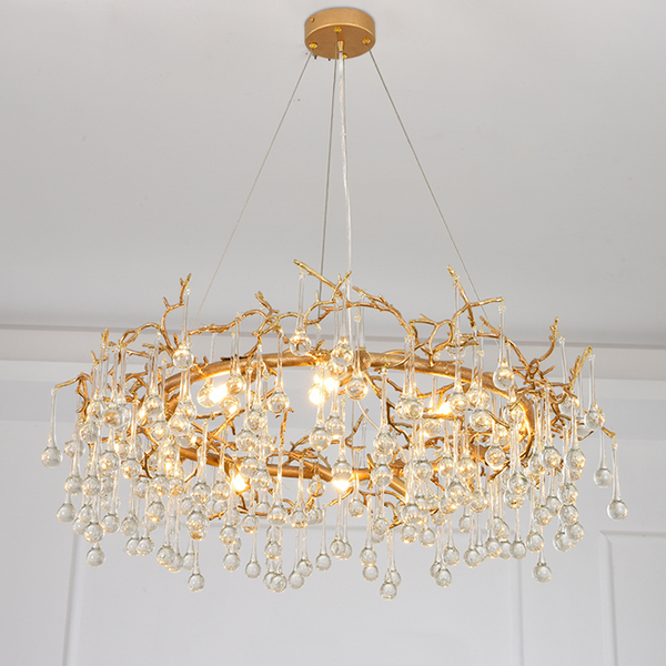 Avis Clear Crystal Ring Branch Chandelier - Ineffable Lighting