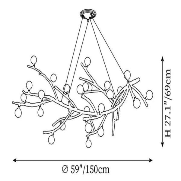 Boho Tree Branch Modern Chandelier-chandeliers for dining room,chandeliers for stairways,chandeliers for foyer,chandeliers for bedrooms,chandeliers for kitchen,chandeliers for living room-32 heads Size: Dia 59″(150cm) x H 27.1″(69cm)-Arialamps