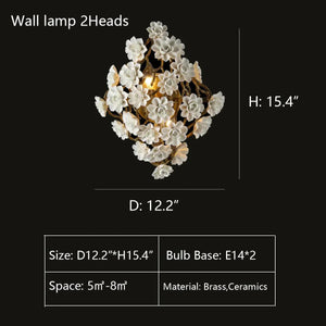 Brass and Ceramic Flower Art Chandelier Post Modern Light Luxury Style for Living and Dining Areas - Arialamps