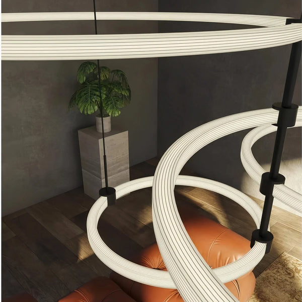 Bruni LED Chandelier Brushed Gold and Black - Arialamps