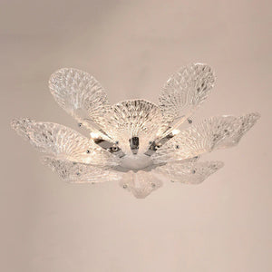BU Bella Murano Glass Flower Chandelier-1-Tier: 33"W x 12"H-Clear-