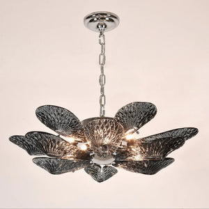 BU Bella Murano Glass Flower Chandelier-1-Tier: 33"W x 12"H-Smoke-