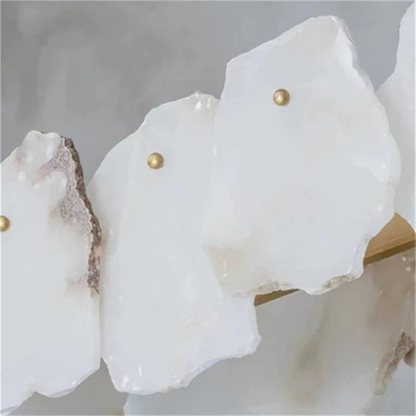 Carlos Alabaster Modern Snowflake Linear Chandelier Over Dining Table chandelier Kevin Studio Inc