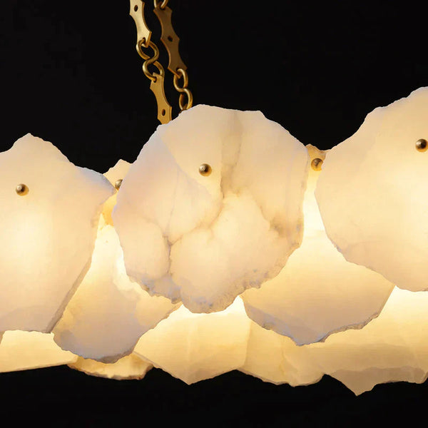 Carlos Alabaster Modern Snowflake Linear Chandelier with Chain chandelier Kevin Studio Inc