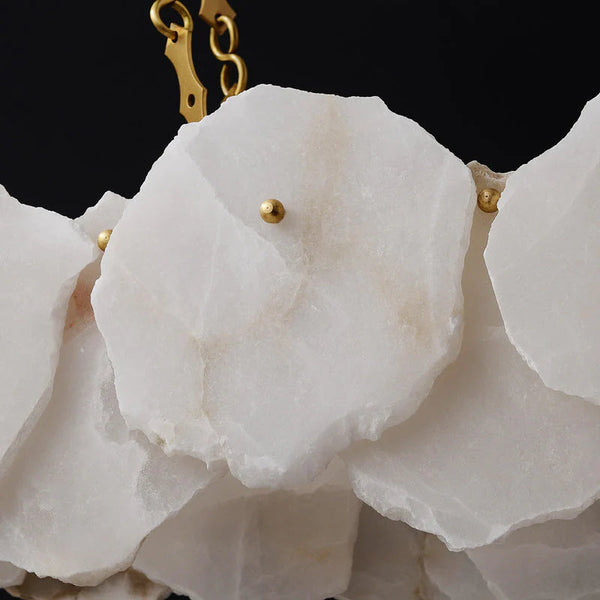 Carlos Alabaster Modern Snowflake Linear Chandelier with Chain chandelier Kevin Studio Inc