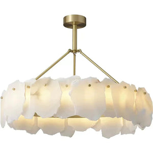 Carlos Alabaster Modern Snowflake Round Chandelier chandelier Kevin Studio Inc D31.5"