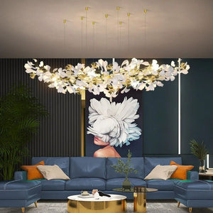 Ceramic Ginkgo Branch Chandelier Light-chandeliers for dining room,chandeliers for stairw-78.8" L-Arialamps