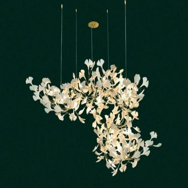Ceramic Ginkgo Branch Chandelier Light-chandeliers for dining room,chandeliers for stairw-Arialamps