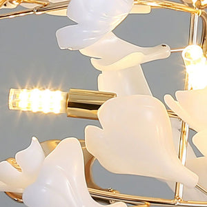 Ceramic Ginkgo Cascading Chandelier-chandeliers for dining room,chandeliers for stairways,chandeliers for foyer,chandeliers for bedrooms,chandeliers for kitchen,chandeliers for living room-Arialamps