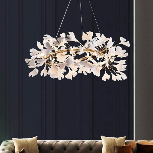 Ceramic Ginkgo Curved Chandelier