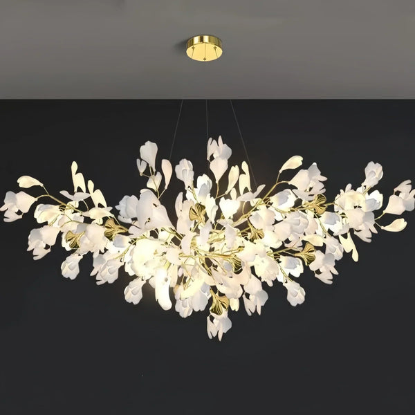 Ceramic Ginkgo Linear Branch Chandelier-