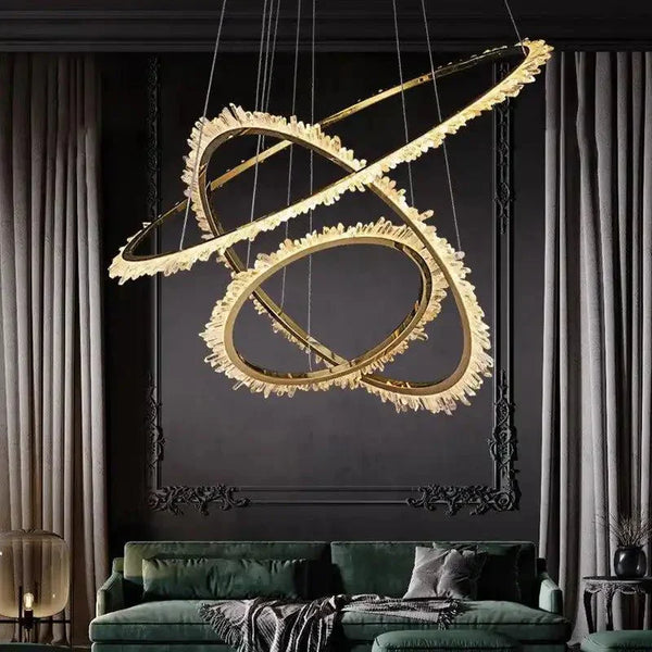 Cervine Modern Rock Crystal Ring Round Chandelier Cluster - Arialamps
