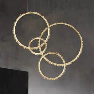 Cervine Modern Rock Crystal Ring Round Chandelier Cluster - Arialamps
