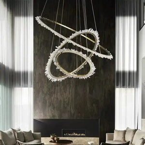 Cervine Modern Rock Crystal Ring Round Chandelier Cluster - Arialamps
