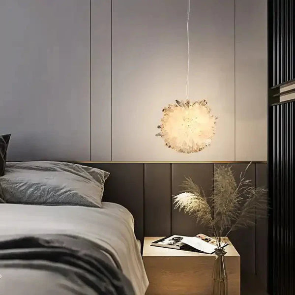 Clear Geode Quartz Crystal Ball Modern Pendant Light - Arialamps
