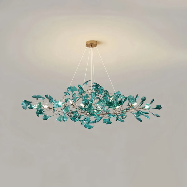 Colorful Glass Ginkgo Leaf Chandelier-chandeliers for dining room,chandeliers for stairways,chandeliers for foyer,chandeliers for bedrooms,chandeliers for kitchen,chandeliers for living room-Arialamps
