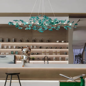 Colorful Glass Ginkgo Leaf Chandelier-chandeliers for dining room,chandeliers for stairways,chandeliers for foyer,chandeliers for bedrooms,chandeliers for kitchen,chandeliers for living room-Arialamps