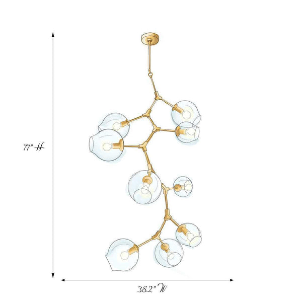 Covington Drop Globe Branching Bubble Chandelier 38''-Chandelier-Arialamps
