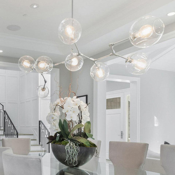 Covington Horizontal Globe Branching Bubble Chandelier-Chandelier-5-Light-Nickel-Arialamps