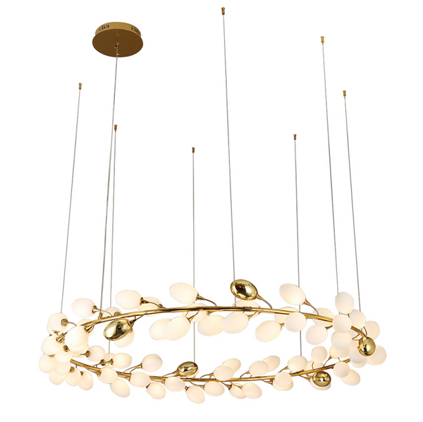 Creative Art Grape Chandelier Pure White Nordic Ring and Linear Design for Living Room or Dining Room-Chandeliers-Arialamps