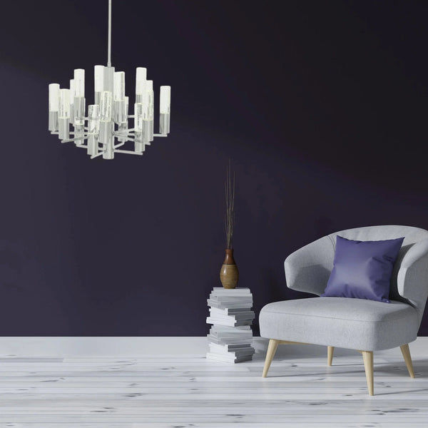Crystal Cylinders Chandelier 16 Lights Dimmable - Arialamps
