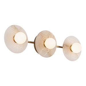Dahlia Triple Alabaster Wall Sconce-Vintage Brass-Arialamps
