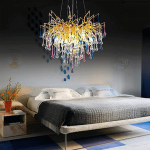 Doris Crystal Branch Chandelier 23.5"D Gold-Chandelier-Arialamps