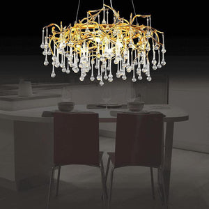 Doris Crystal Round Branch Chandelier 23.5"D Gold-Chandelier-Arialamps