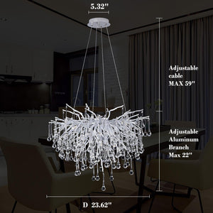 Doris Rain Branch Chandelier Dia 23.5" Silver-Chandelier-Arialamps