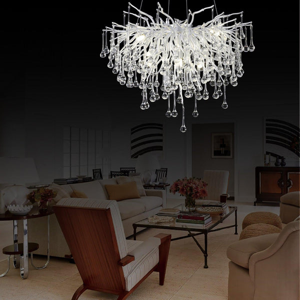 Doris Rain Branch Chandelier Dia 23.5" Silver-Chandelier-Arialamps