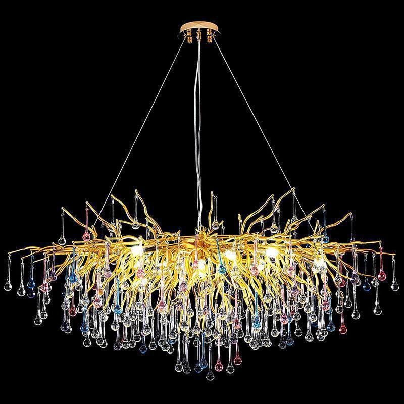 Doris Rain Crystal Branch Chandelier 54"L-Chandelier-Arialamps