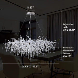 Doris Rectangle Branch Chandelier 45"L Silver-Chandelier-Arialamps