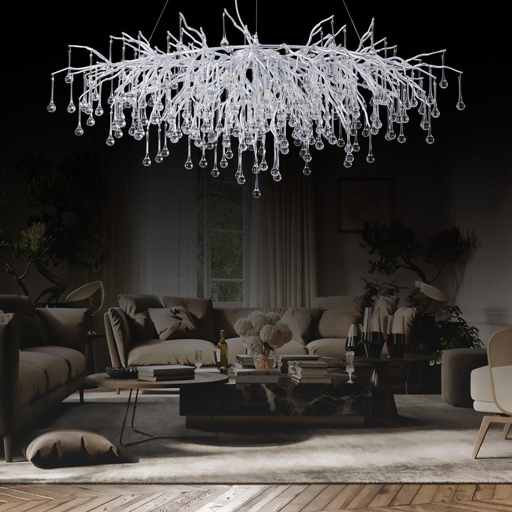 Doris Rectangle Branch Chandelier 45"L Silver-Chandelier-Arialamps