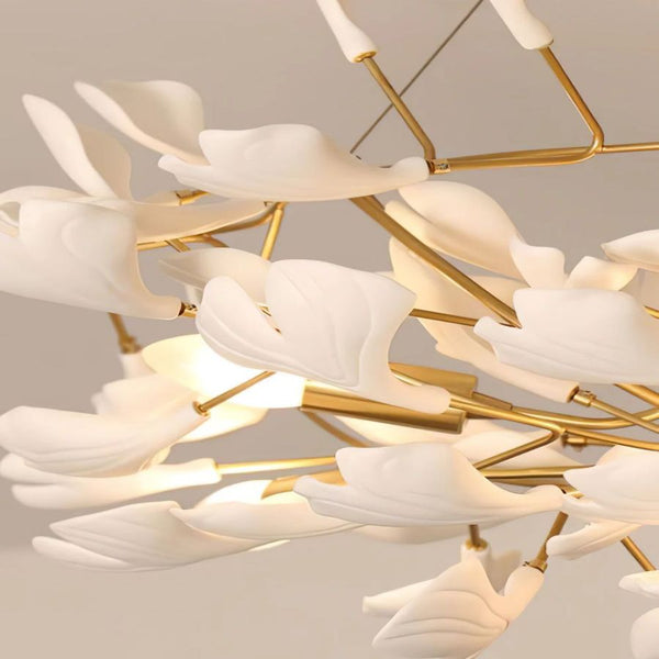 Drooping Ceramic Ginkgo Leaf Chandelier-chandeliers for dining room,chandeliers for stairways,chandeliers for foyer,chandeliers for bedrooms,chandeliers for kitchen,chandeliers for living room-Arialamps