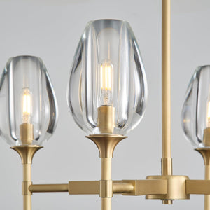 Elegant 8-Light Brass Crystal Chandelier with Gold Finish 54in Round